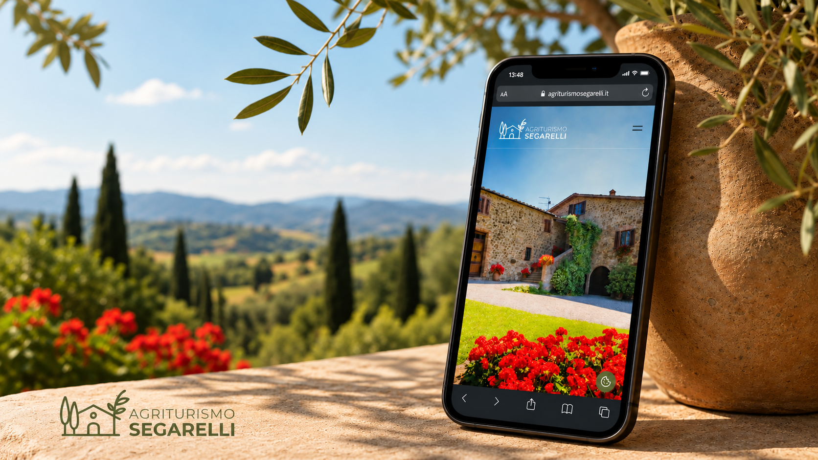 Sito Agriturismo Segarelli mostrato su uno smartphone